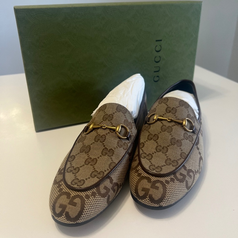 Authentic Gucci Jordaan Loafer GG Canvas- Women's Size 38 (US 7.5)  NWT